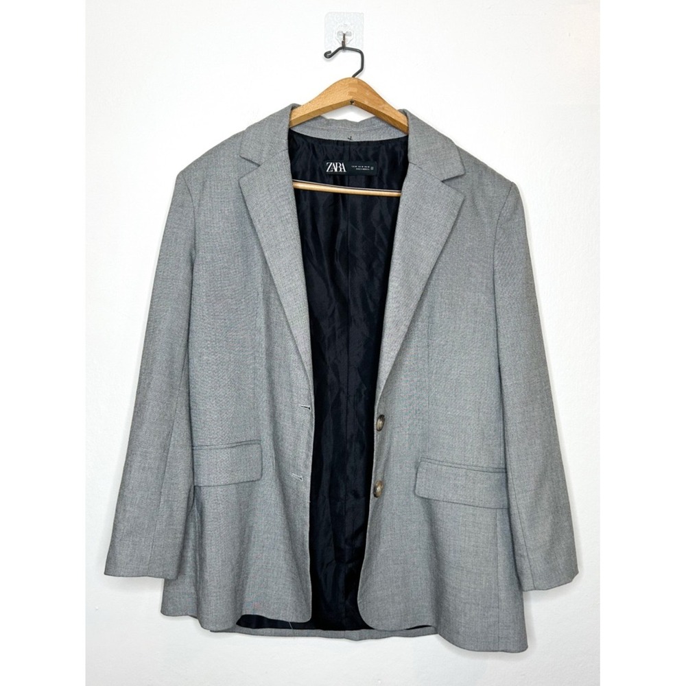 Zara Women's Oversized Blazer Jacket‎ Neutral Grey Medium M - Picture 2 of 6